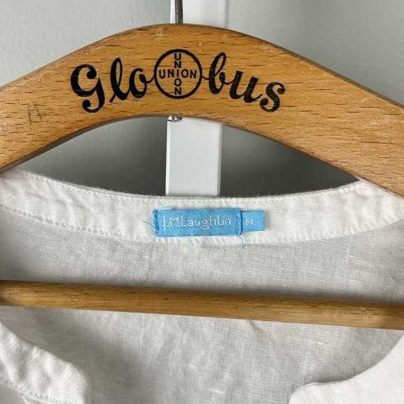 J. McLaughlin White Peasant Boho Top Blouse Shirt Womens M Linen Blend - Picture 7 of 8